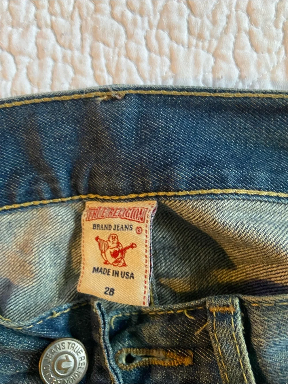 True Religion Men's Joey Vintage Made in USA Jeans in Blue Denim